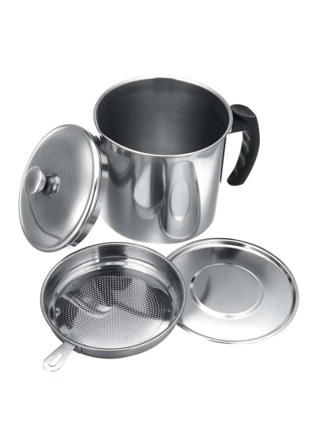 Stainless Steel Oil Strainer Pot with Fine Mesh Filter | Kitchen Fat Separator & Grease Storage Container with Lid | Cooking Oil Filtering Can - Image 2